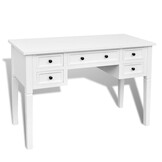 vidaXL Schrijftafel met 5 Laden Wit - 60% Korting