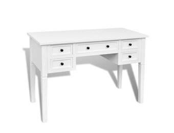 vidaXL Schrijftafel met 5 Laden Wit - 60% Korting