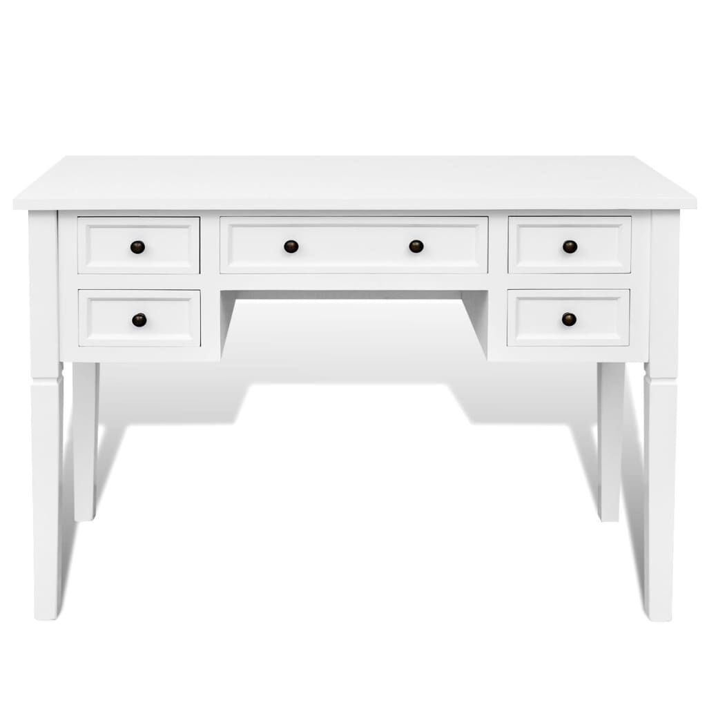 vidaXL Schrijftafel met 5 Laden Wit - 60% Korting