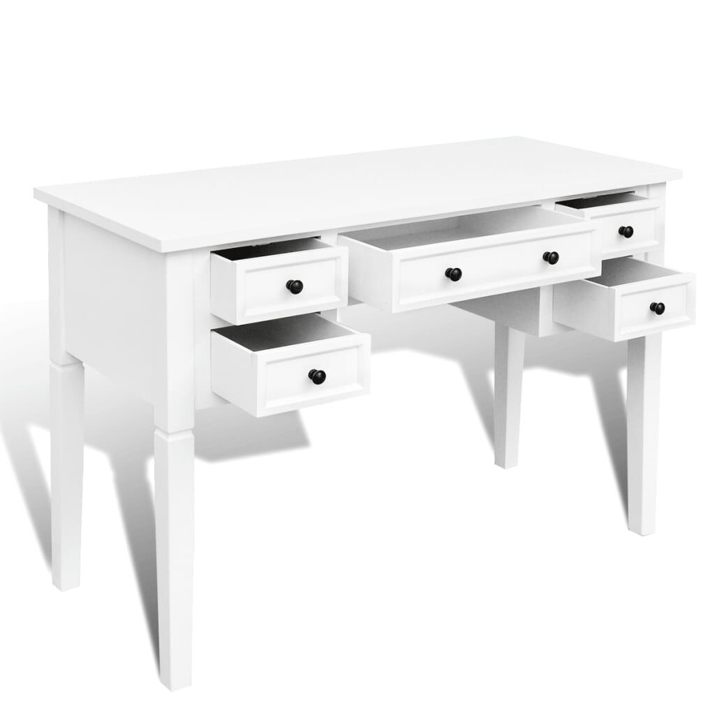 vidaXL Schrijftafel met 5 Laden Wit - 60% Korting