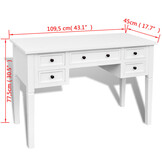 vidaXL Schrijftafel met 5 Laden Wit - 60% Korting