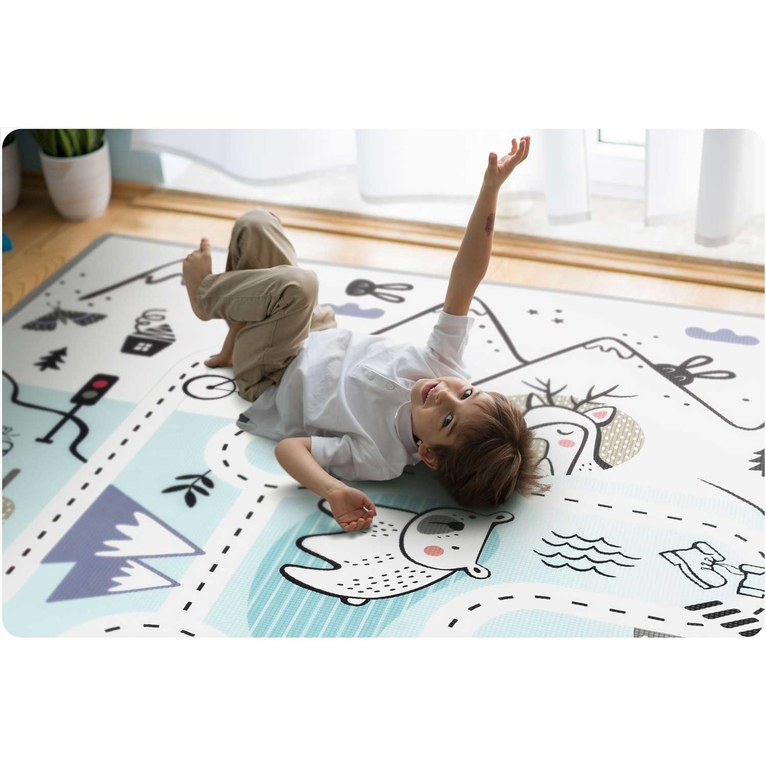 Speelmat baby -180x150x1,5 cm - dubbelzijdig - oprolbaar