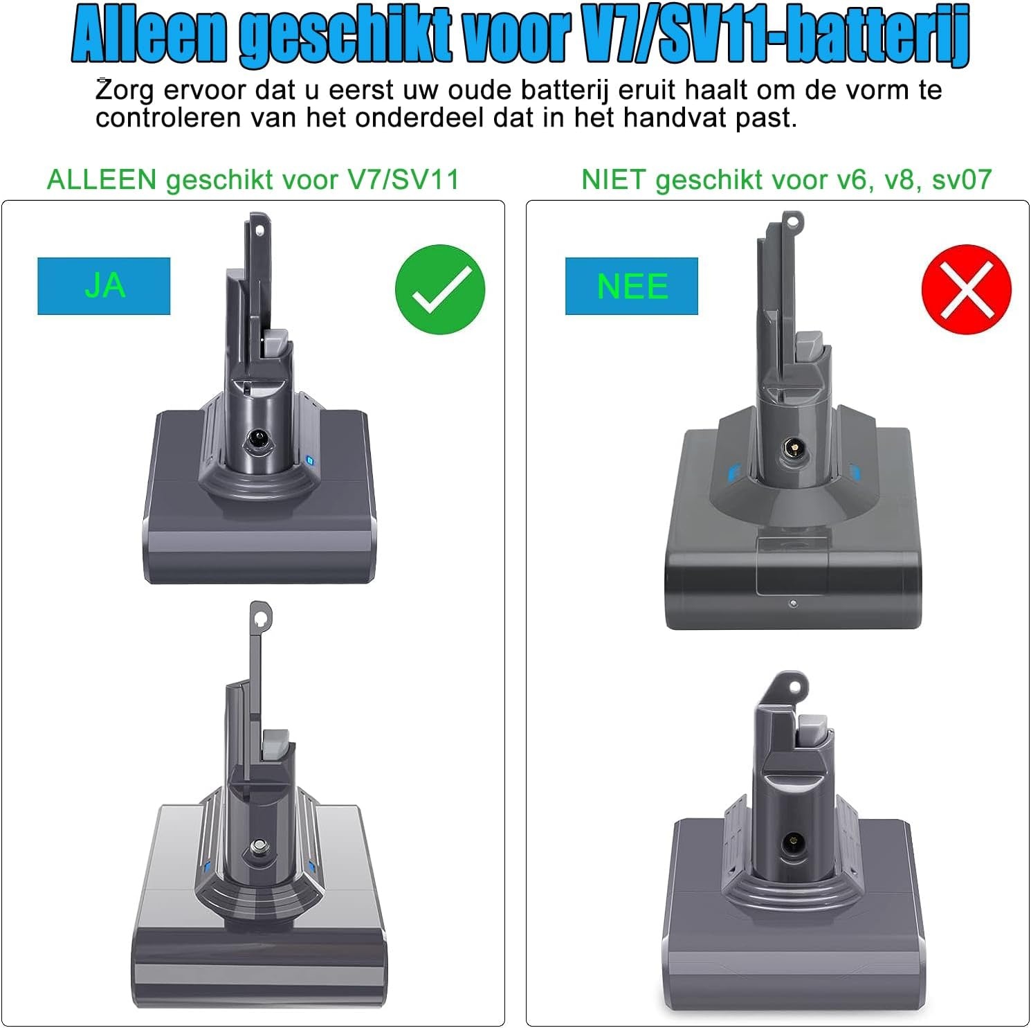 Vervangende Accu Dyson V7 SV11 Serie 4000mAh 21.6V - 34% Korting