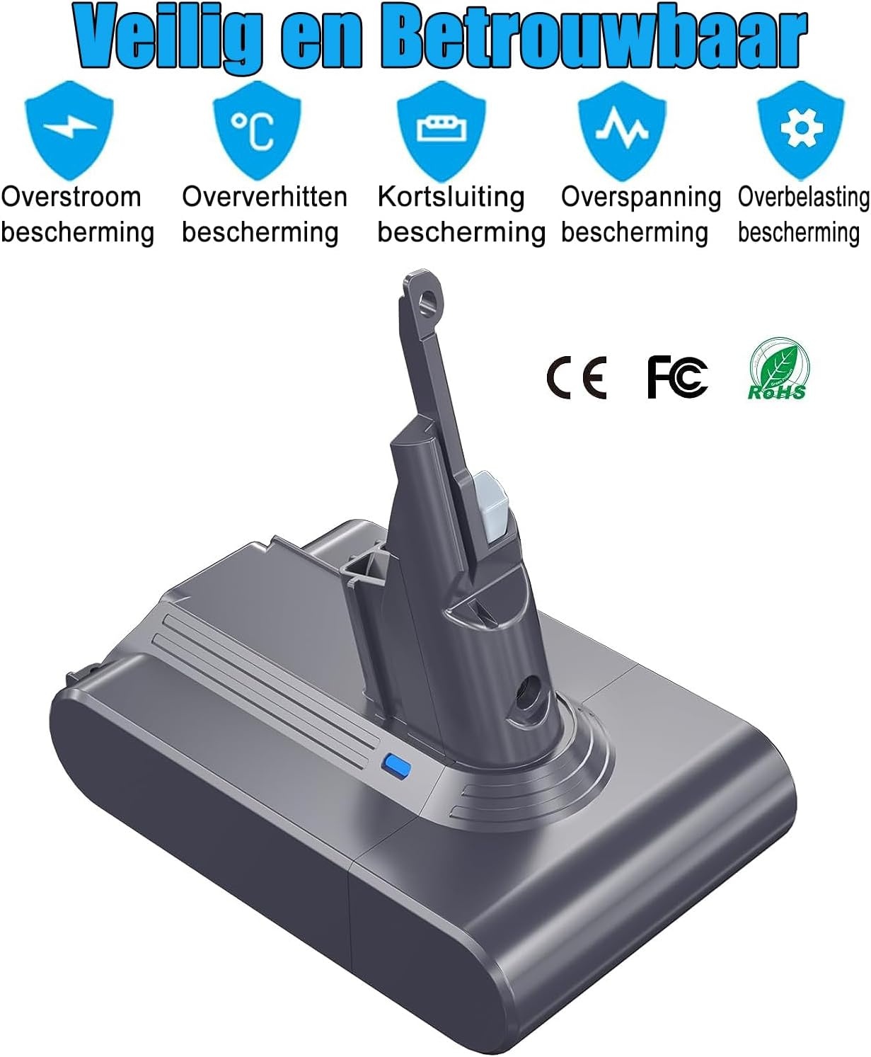 Vervangende Accu Dyson V7 SV11 Serie 4000mAh 21.6V - 34% Korting