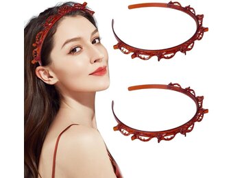 Set van 2 Rode Haarbanden met Clips voor Dames & Meisjes | Dubbellaags | 74% Korting