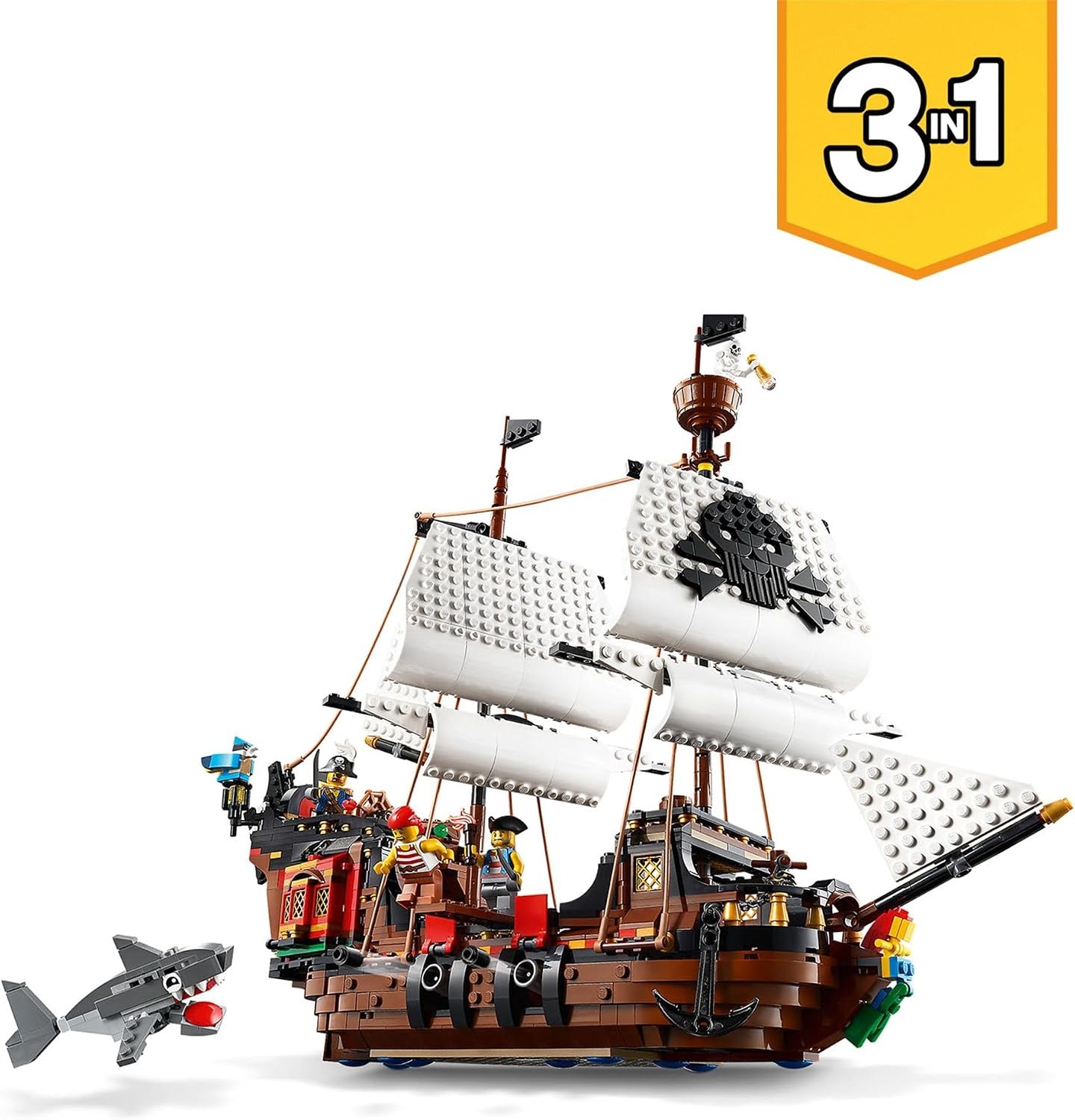 LEGO Creator 3-in-1 Piratenschip - Speelset met Piratenherberg en Schedeleiland - 1264 onderdelen
