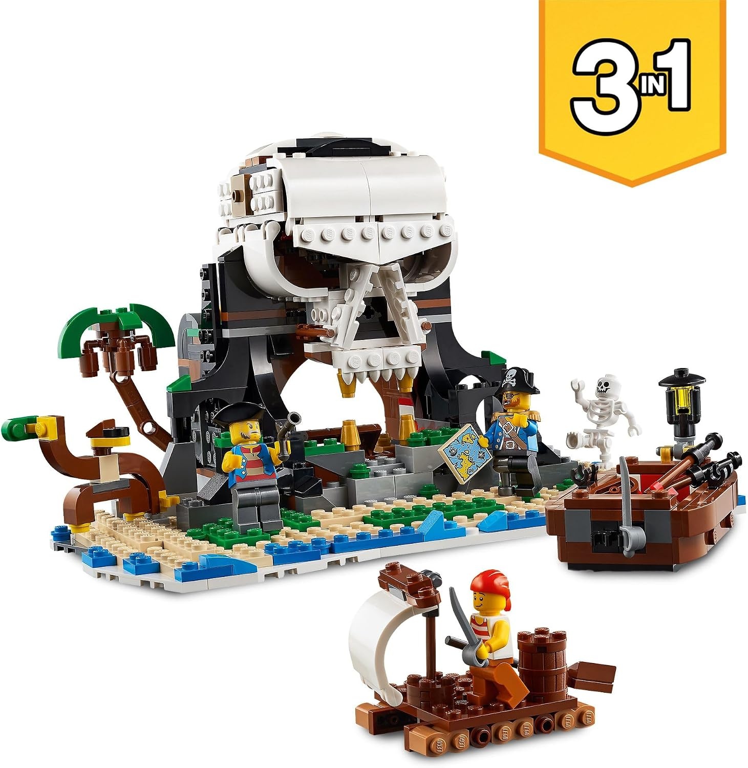 LEGO Creator 3-in-1 Piratenschip - Speelset met Piratenherberg en Schedeleiland - 1264 onderdelen