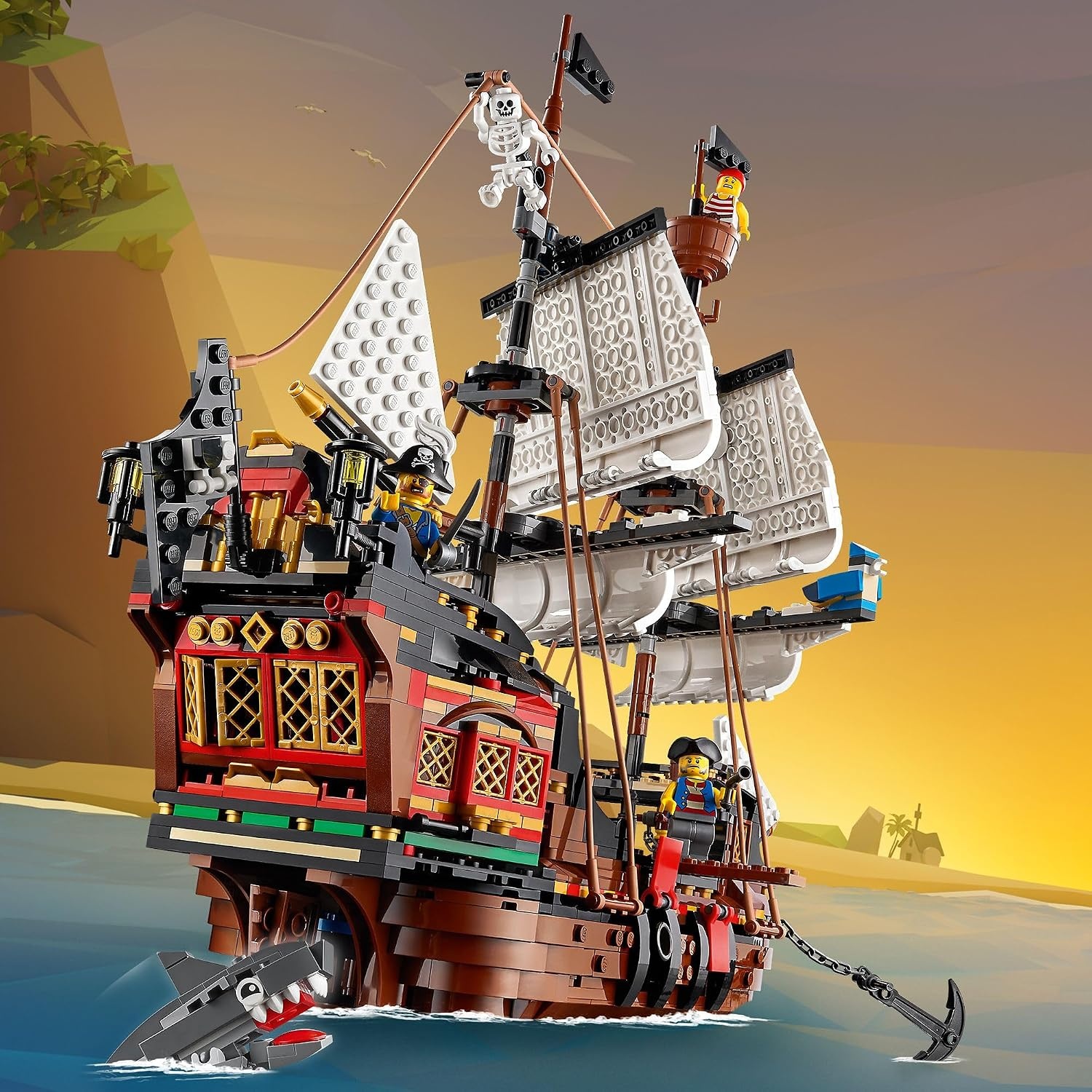 LEGO Creator 3-in-1 Piratenschip - Speelset met Piratenherberg en Schedeleiland - 1264 onderdelen