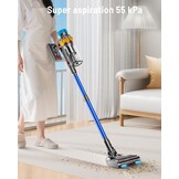 Draadloze stofzuiger, 600 W/50 kPa, 70 minuten, 1,8 l, krachtig, met oplaadbare wandhouder, verbeterde anti-klitborstel en OLED-touchscreen, voor harde vloeren/dieren/auto