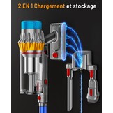 Draadloze stofzuiger, 600 W/50 kPa, 70 minuten, 1,8 l, krachtig, met oplaadbare wandhouder, verbeterde anti-klitborstel en OLED-touchscreen, voor harde vloeren/dieren/auto