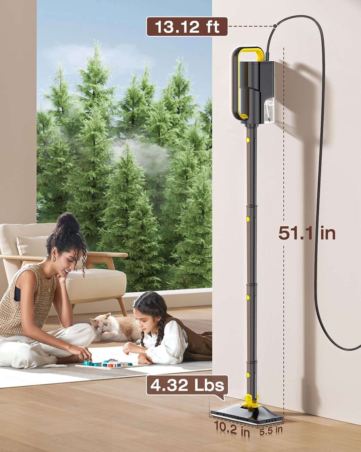10-in-1 Stoomreiniger Zwart met Afneembare Handstoomreiniger en Accessoires