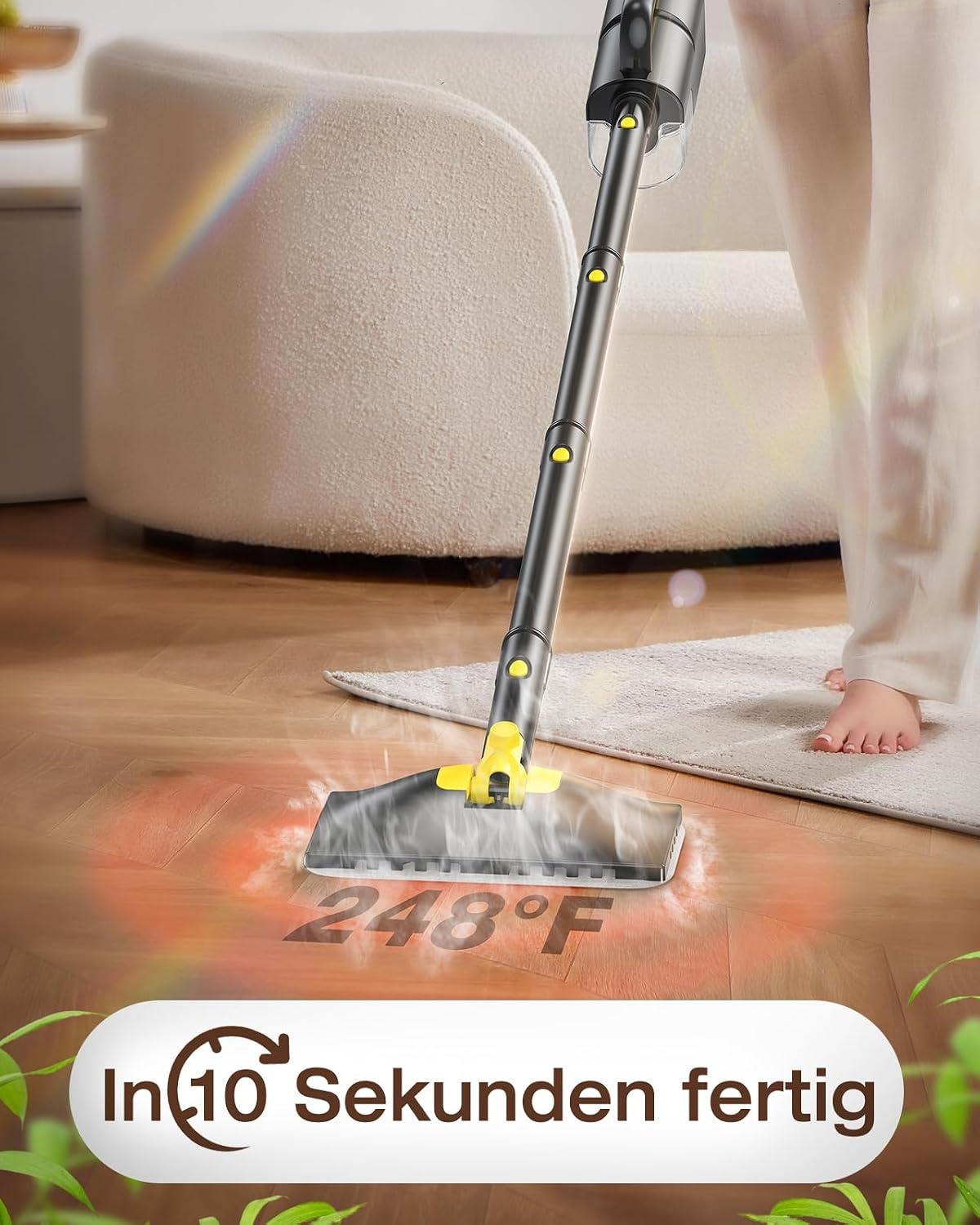 10-in-1 Stoomreiniger Zwart met Afneembare Handstoomreiniger en Accessoires