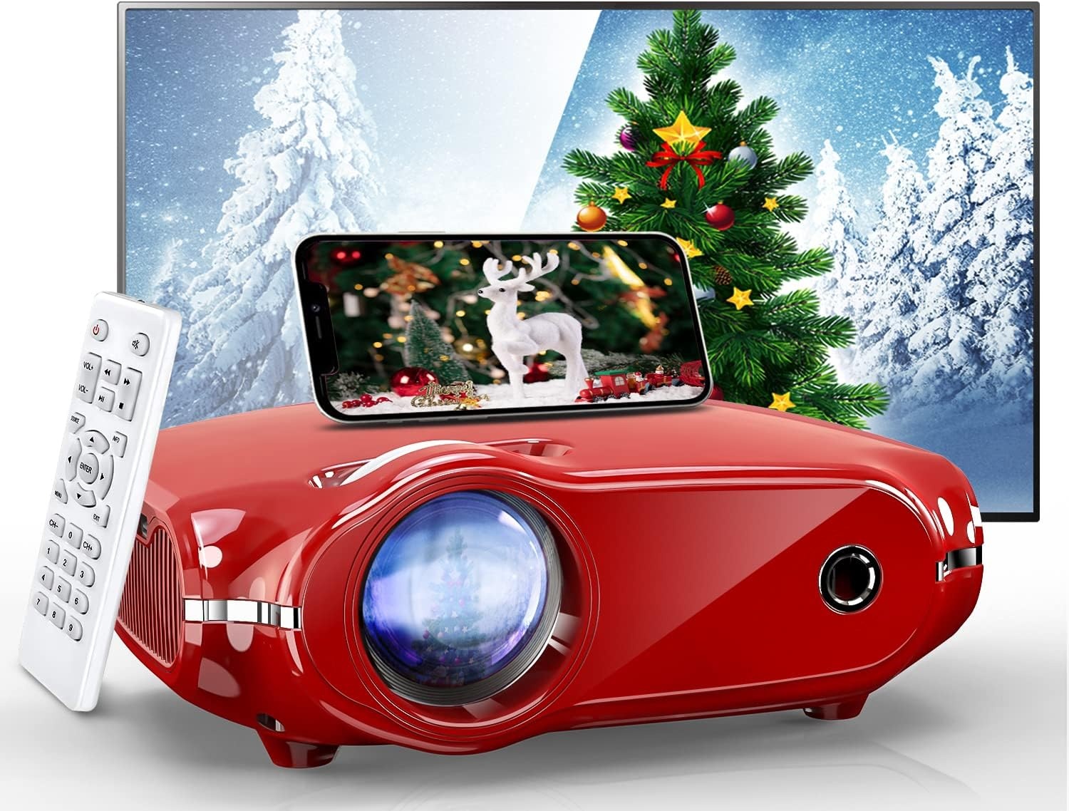 UCANFIX Mini Beamer 7000LUX Full HD 1080P - Rood