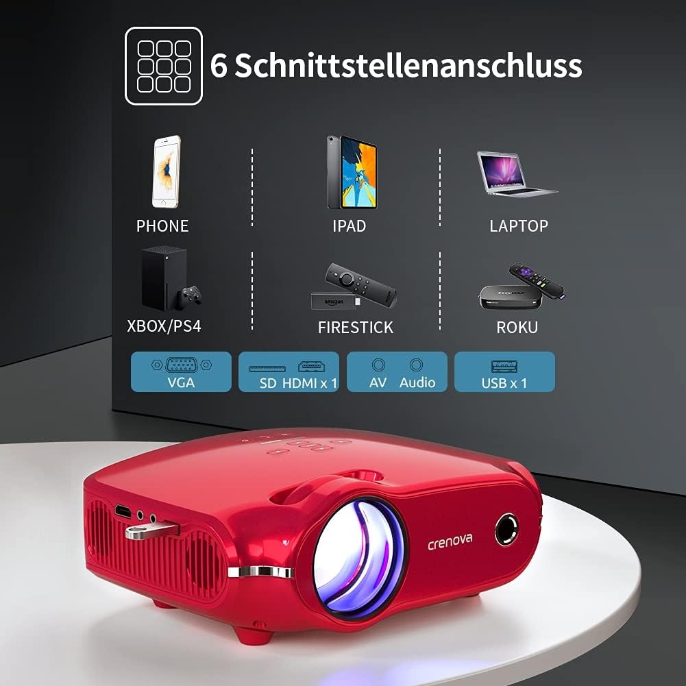 UCANFIX Mini Beamer 7000LUX Full HD 1080P - Rood