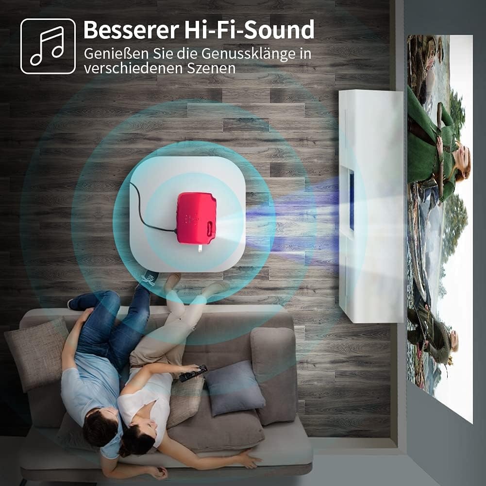 UCANFIX Mini Beamer 7000LUX Full HD 1080P - Rood