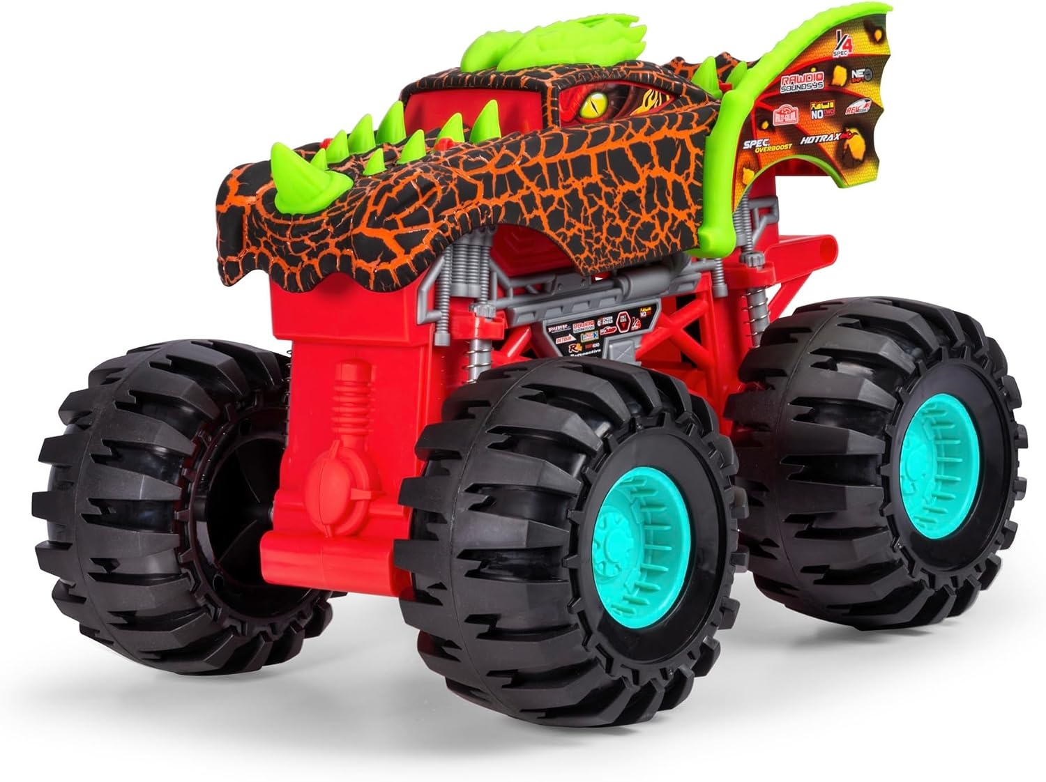 Dickie Toys Dragon Monster Truck - 38,5 cm - Veelkleurige speelgoedauto met vering en platform