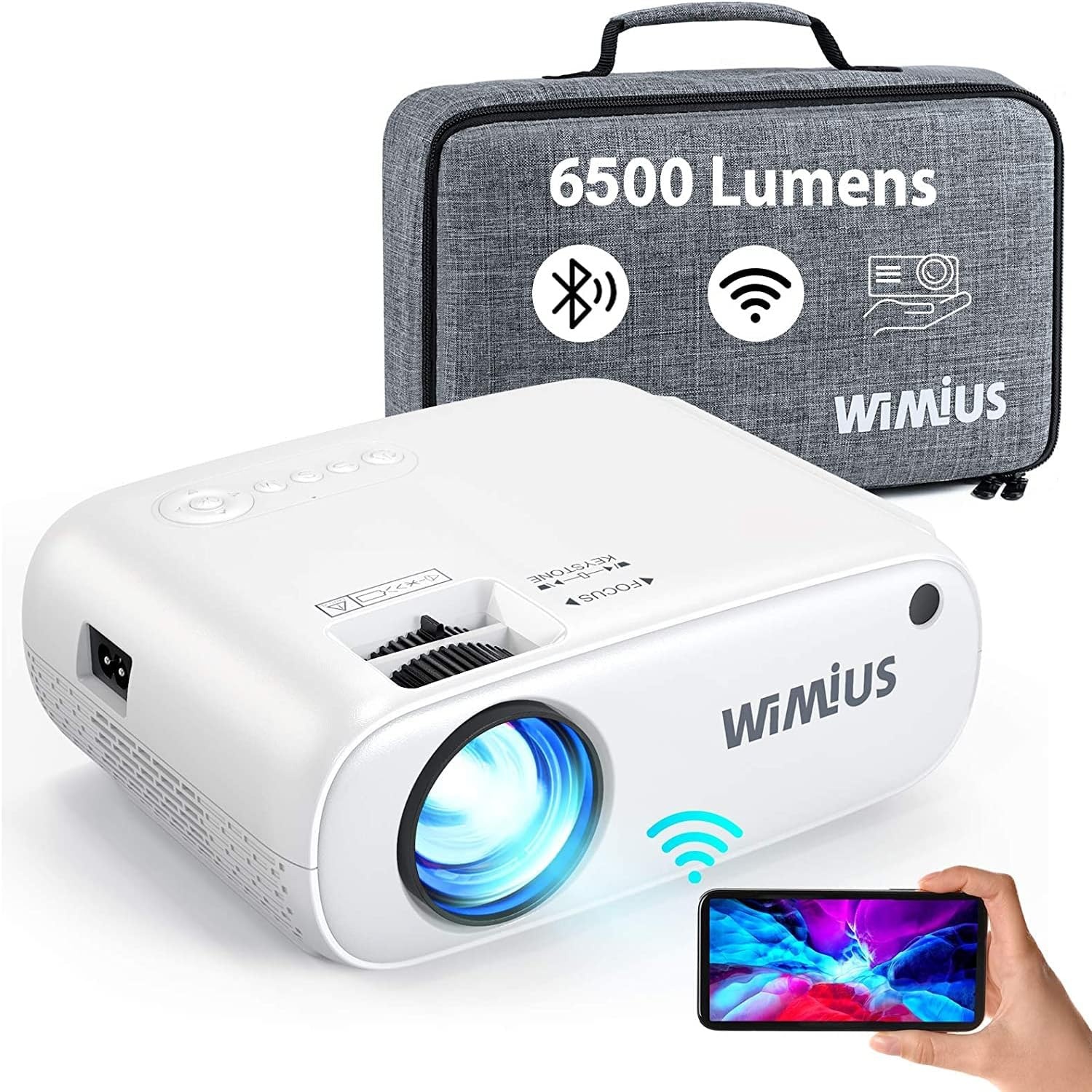 WiMiUS W2 Mini Projector WiFi Bluetooth 7000 Lumen Full HD - Parelwit