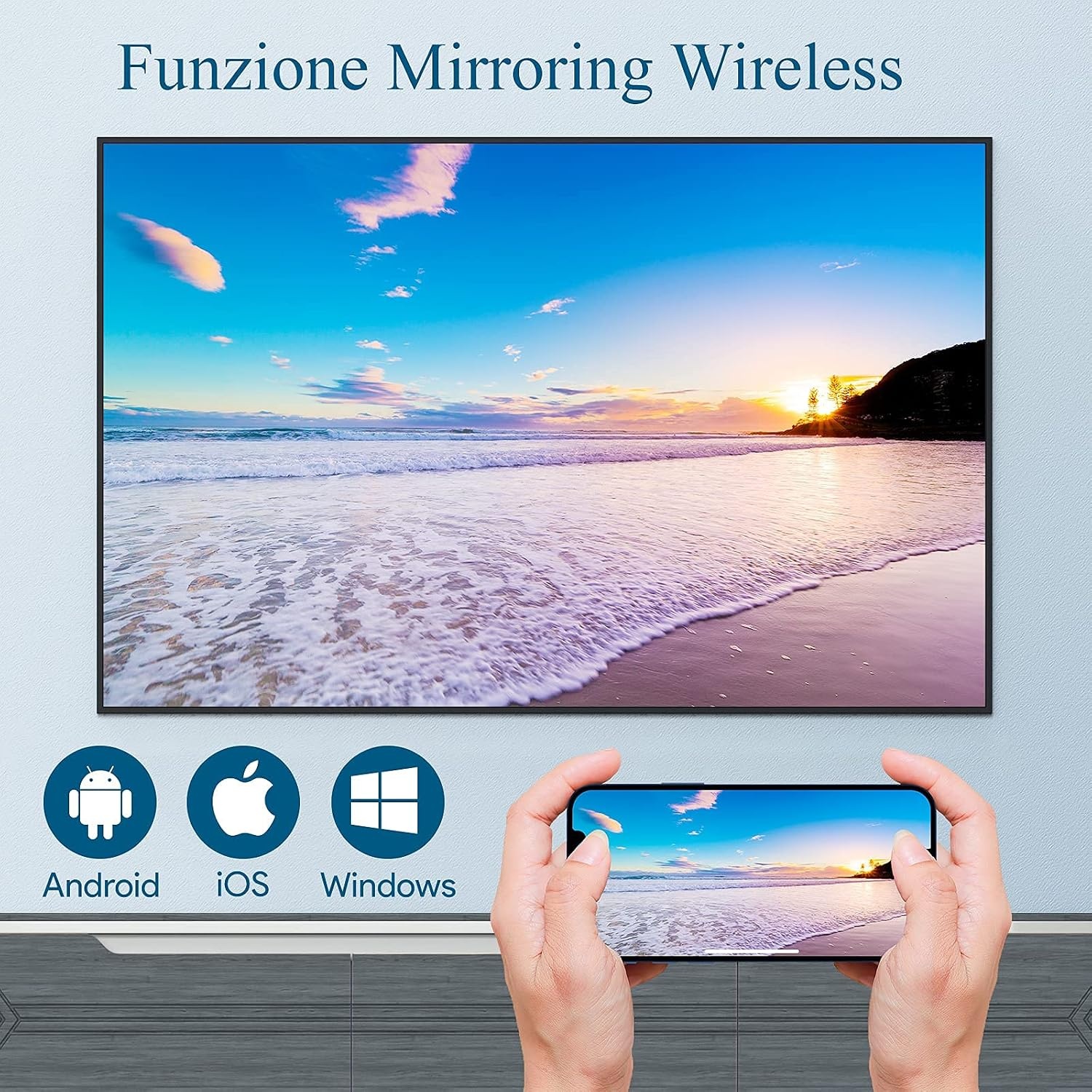 WiMiUS W2 Mini Projector WiFi Bluetooth 7000 Lumen Full HD - Parelwit