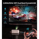 ALLJOY Mini-beamer, ondersteunt full HD, 1080p, 300 ANSI, 11500 lumen, 2,4 GHz/5 GHz, wifi, 195 inch, grootbeeld, beamer thuisbioscoop, compatibel met smartphone, HDMI, USB, laptop