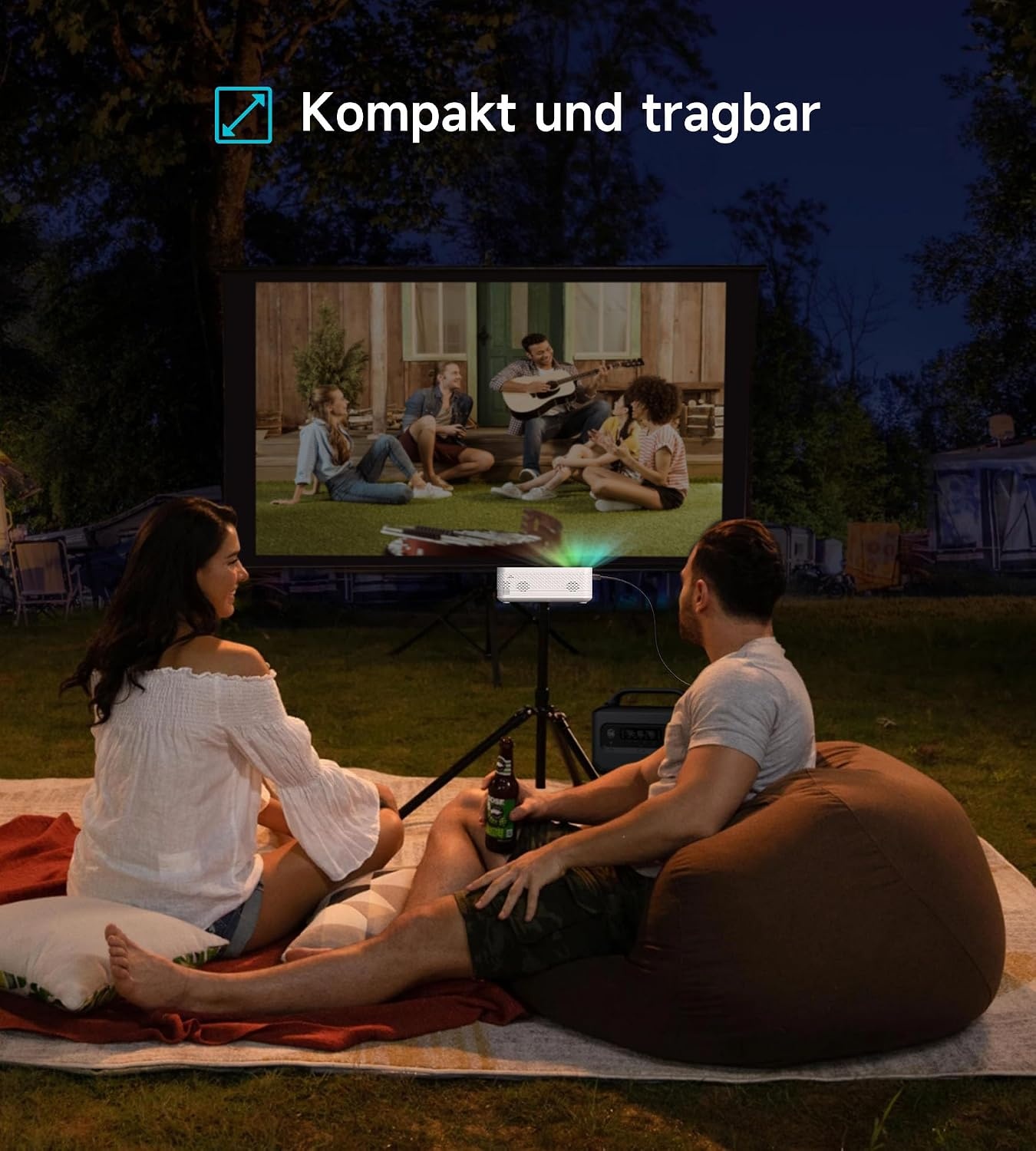 ALLJOY Mini-beamer, ondersteunt full HD, 1080p, 300 ANSI, 11500 lumen, 2,4 GHz/5 GHz, wifi, 195 inch, grootbeeld, beamer thuisbioscoop, compatibel met smartphone, HDMI, USB, laptop