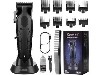 KEMEI 2296 Professionele Haartondeuses voor Mannen Snoer/Snoerloos Haarsnijset, Haar & Baard Trimmer, T-Blade Baardtondeuse met USB Oplaadbaar Cadeau voor Mannen