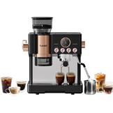 Tjean Barista Senso Espresso Machine 20 Bar met Geïntegreerde Molen - Zwart/Goud