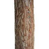 Kunstkerstboom 180 cm – sneeuw – rode kerstballen – houten stam