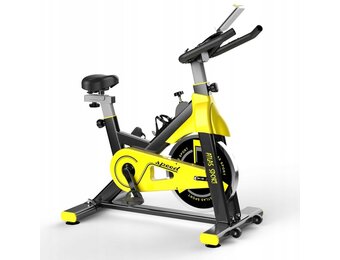 Hometrainer Spinningfiets met Mechanische Weerstand en Verstelbaar Zadel - Geel - 35% Korting