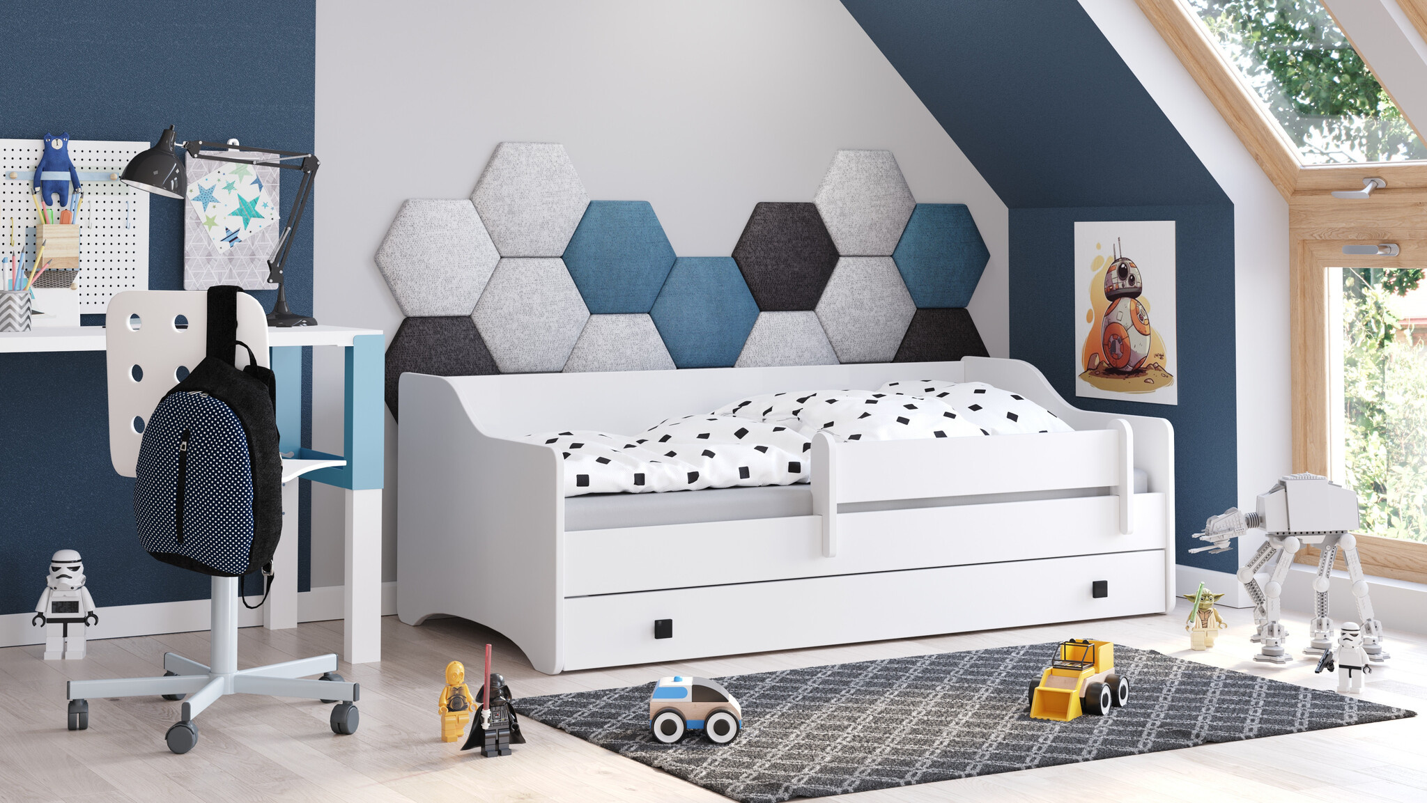 Kinderbed met lade - wit - 160x80cm - met matras