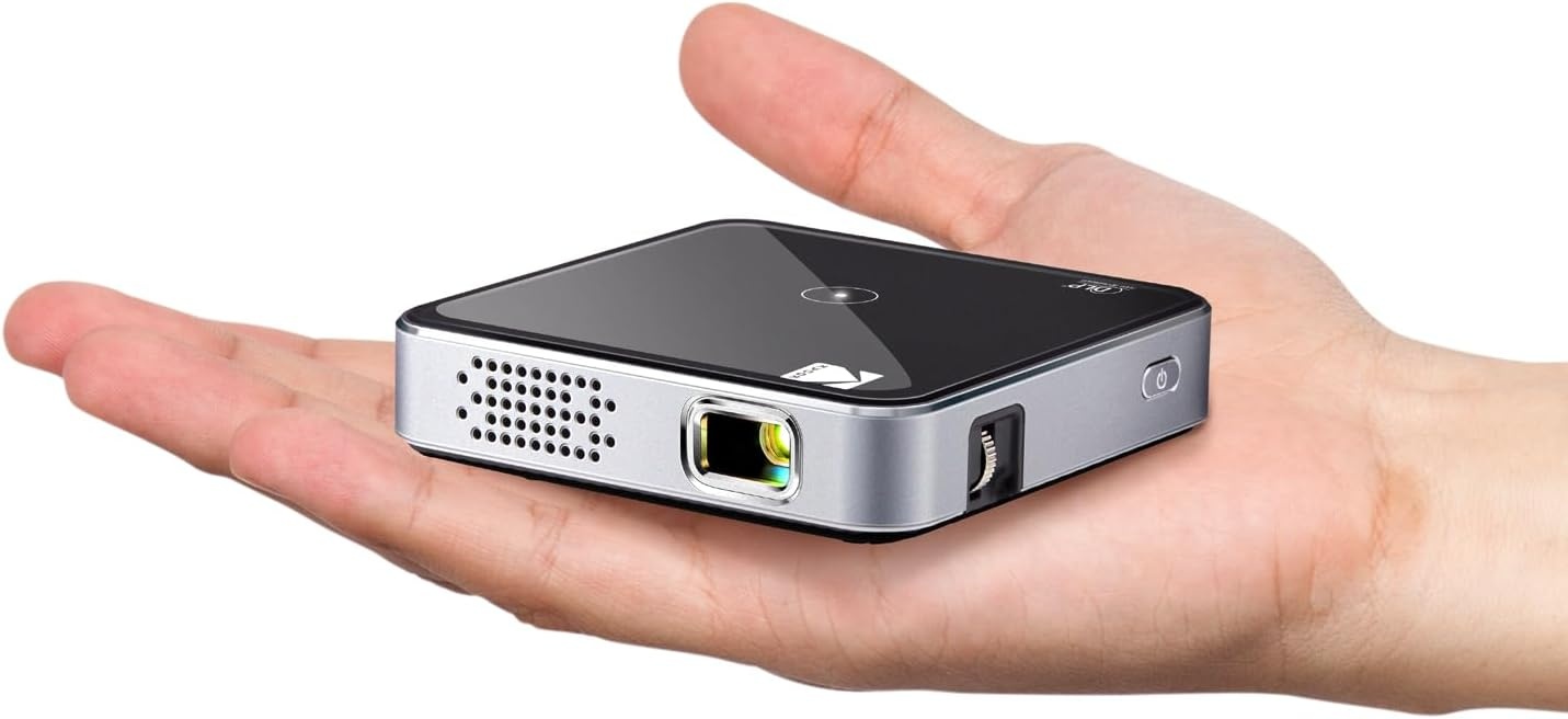 Kodak Ultra Draagbare mini-projector, HD 1080p, pico-projector, oplaadbaar, DLP-led, zwart, 100 inch (254 cm), ingebouwde luidspreker, HDMI, USB en micro-SD, compatibel met iPhone, iPad, Android
