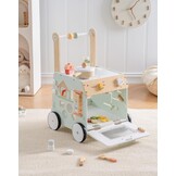 ROBOTIME Houten babywandelaar met keukenspeelset, 2-in-1 activiteitencentrum, kubuswandelaar voor peuters, educatief speelgoed voor vroeg leren, verstelbare hoogte en snelheidsregeling, cadeau voor