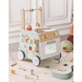 ROBOTIME Houten babywandelaar met keukenspeelset, 2-in-1 activiteitencentrum, kubuswandelaar voor peuters, educatief speelgoed voor vroeg leren, verstelbare hoogte en snelheidsregeling, cadeau voor