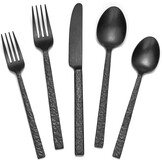 HIKAA 60-delig bestek, zwart, bestekset voor 12 personen, gehamerd eetbestek van 18/10 roestvrij staal, bestekset voor thuis en restaurants, vaatwasmachinebestendig