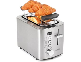 ZACHVO 2-Sneden Broodrooster met LED Timer - Zilver