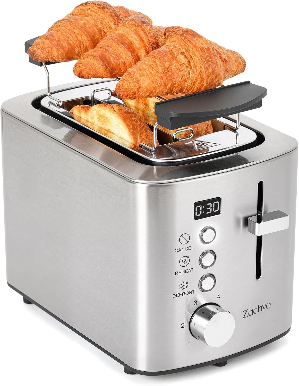 ZACHVO 2-Sneden Broodrooster met LED Timer - Zilver