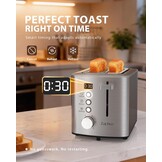 ZACHVO 2-Sneden Broodrooster met LED Timer - Zilver