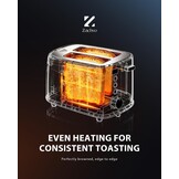 ZACHVO 2-Sneden Broodrooster met LED Timer - Zilver