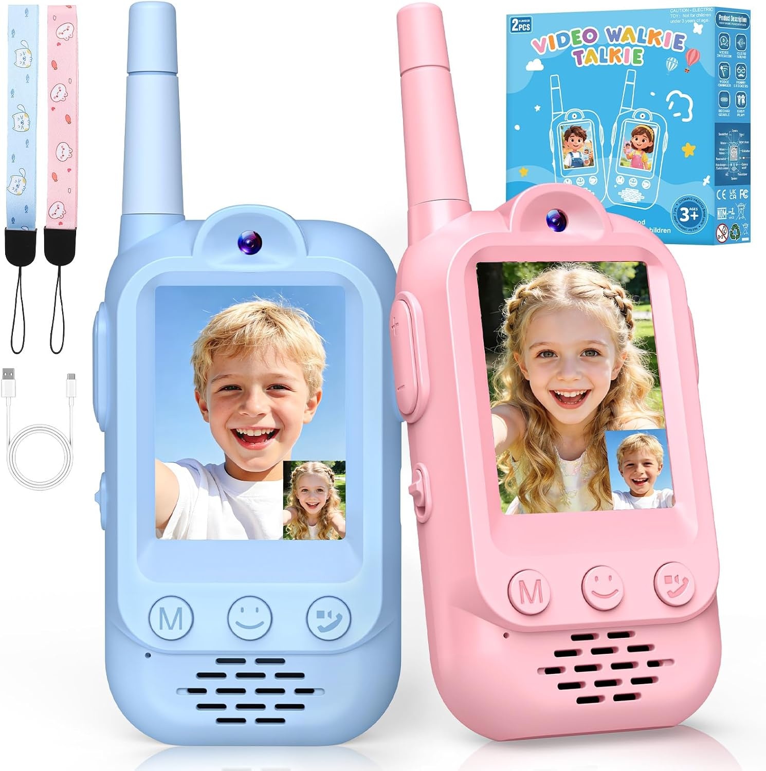 iKidiki Video Walkietalkie Kinderen Oplaadbaar. Walkie Talkie met Camera voor Kinderen 3-12 Jaar. Buitenspeelgoed, Verjaardagscadeau voor Jongens en Meisjes.