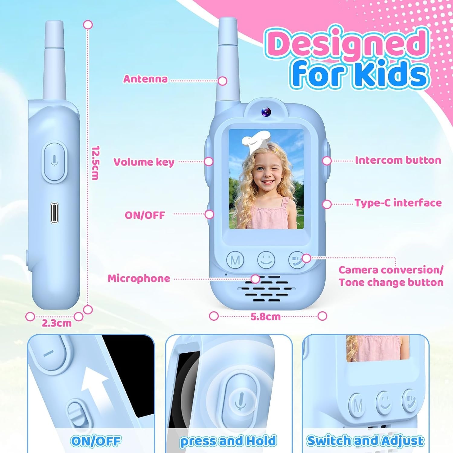 iKidiki Video Walkietalkie Kinderen Oplaadbaar. Walkie Talkie met Camera voor Kinderen 3-12 Jaar. Buitenspeelgoed, Verjaardagscadeau voor Jongens en Meisjes.