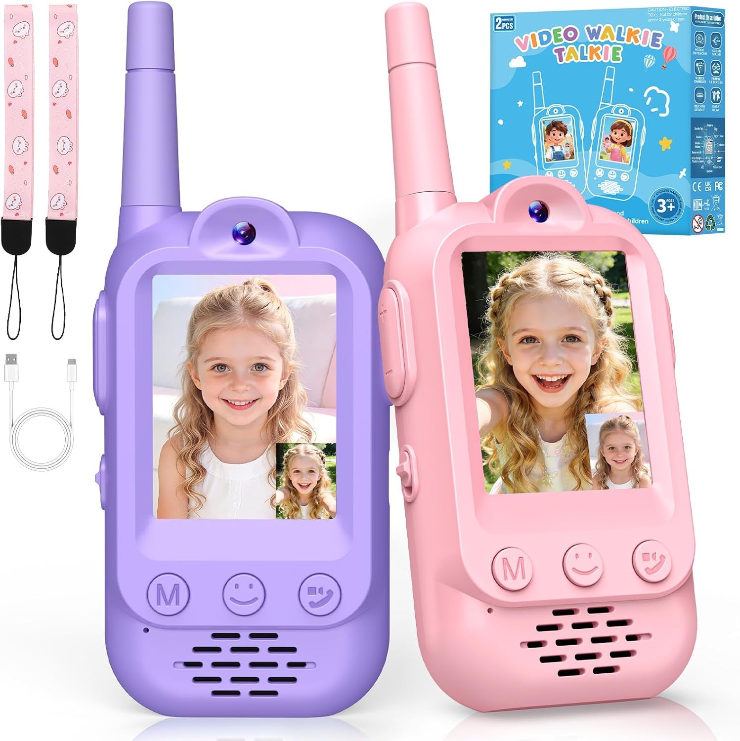 iKidiki Video Walkietalkie Kinderen Oplaadbaar. Walkie Talkie met Camera voor Kinderen 3-12 Jaar. Buitenspeelgoed, Verjaardagscadeau voor Jongens en Meisjes.