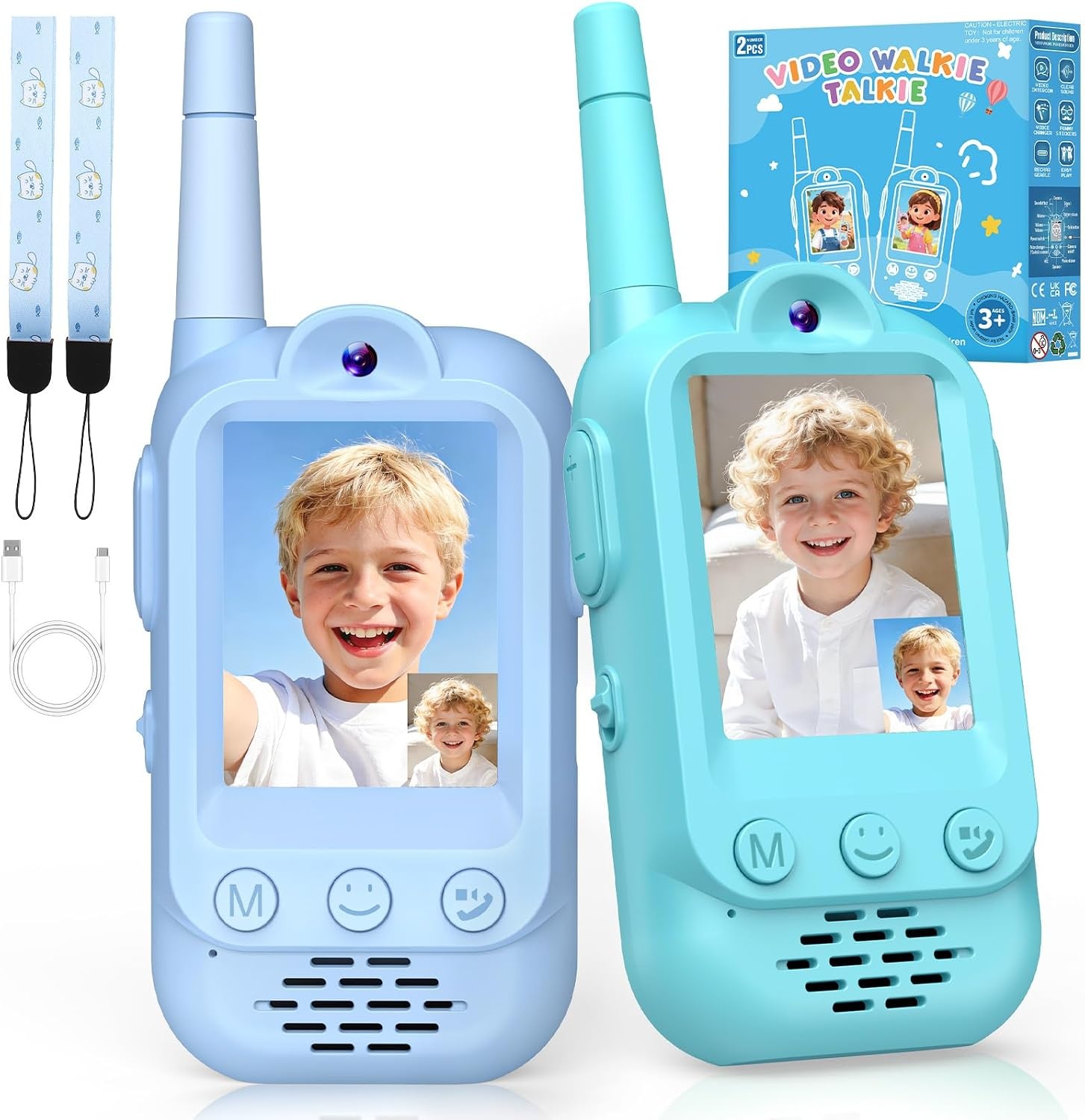 iKidiki Video Walkietalkie Kinderen Oplaadbaar. Walkie Talkie met Camera voor Kinderen 3-12 Jaar. Buitenspeelgoed, Verjaardagscadeau voor Jongens en Meisjes.