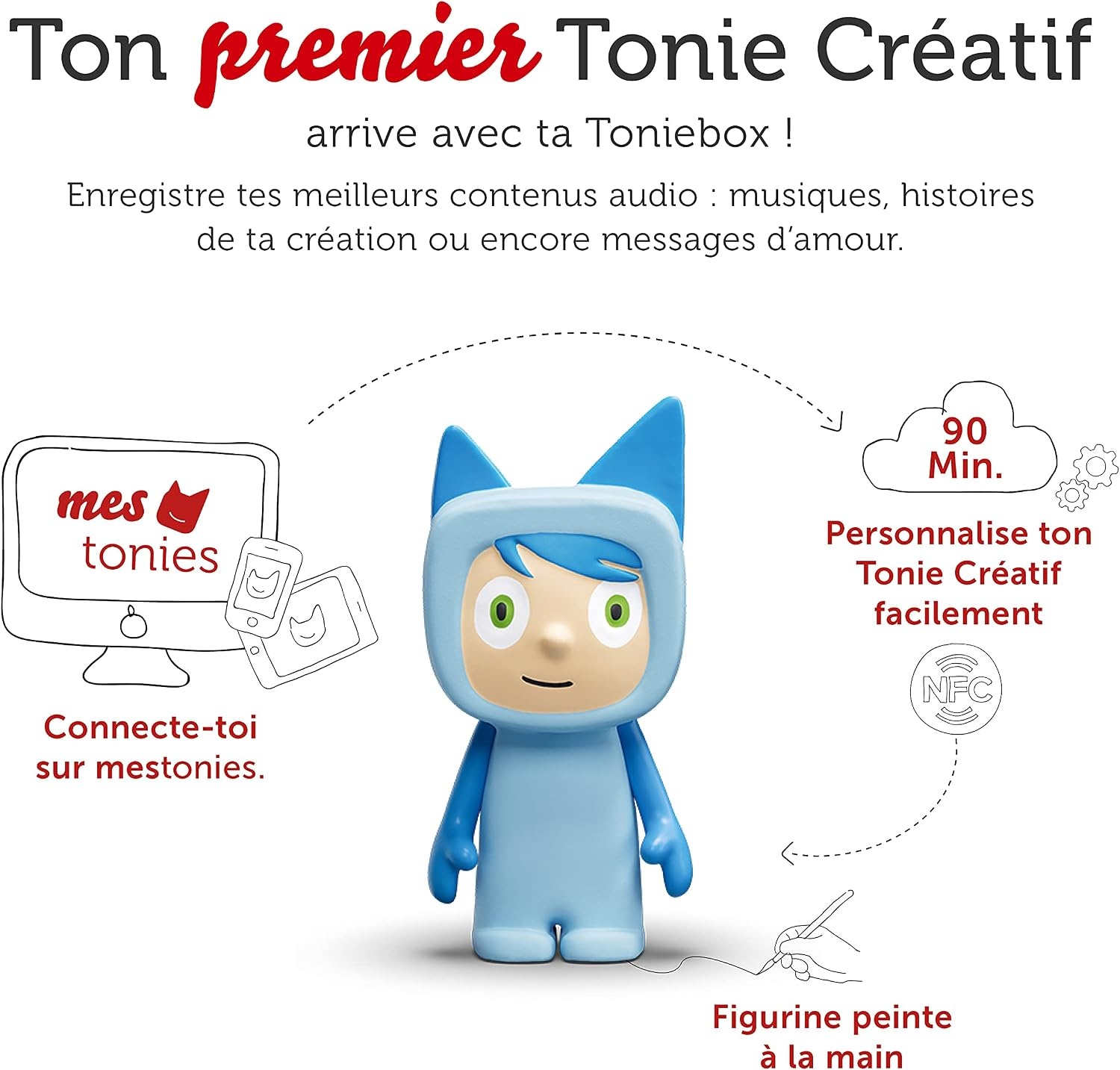 tonies Toniebox My First Helden Disney Blauw, 2 figuren geschiedenis + 1 creatief figuur, geschiedenis & muziekdoos voor kinderen van 3-7 jaar, verhalenverteller, robuust en eenvoudig te bedienen
