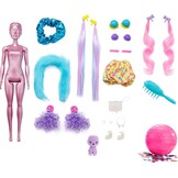 ​Barbie Color Reveal Glitter Hair Swaps pop, glanzend roze met 25 verrassingen voor kapsels en feestjes, waaronder 10 verwisselbare haarextensions, cadeau voor kinderen vanaf 3 jaar, HBG39