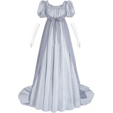 Regency jurk voor dames, Victoriaanse jurk, historische retro empire, avondjurk, lang, met wikkelriem en handschoenen, kostuum voor bal, carnaval, Halloween - Maat L