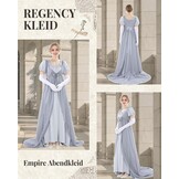 Regency jurk voor dames, Victoriaanse jurk, historische retro empire, avondjurk, lang, met wikkelriem en handschoenen, kostuum voor bal, carnaval, Halloween - Maat L