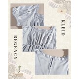 Regency jurk voor dames, Victoriaanse jurk, historische retro empire, avondjurk, lang, met wikkelriem en handschoenen, kostuum voor bal, carnaval, Halloween - Maat L