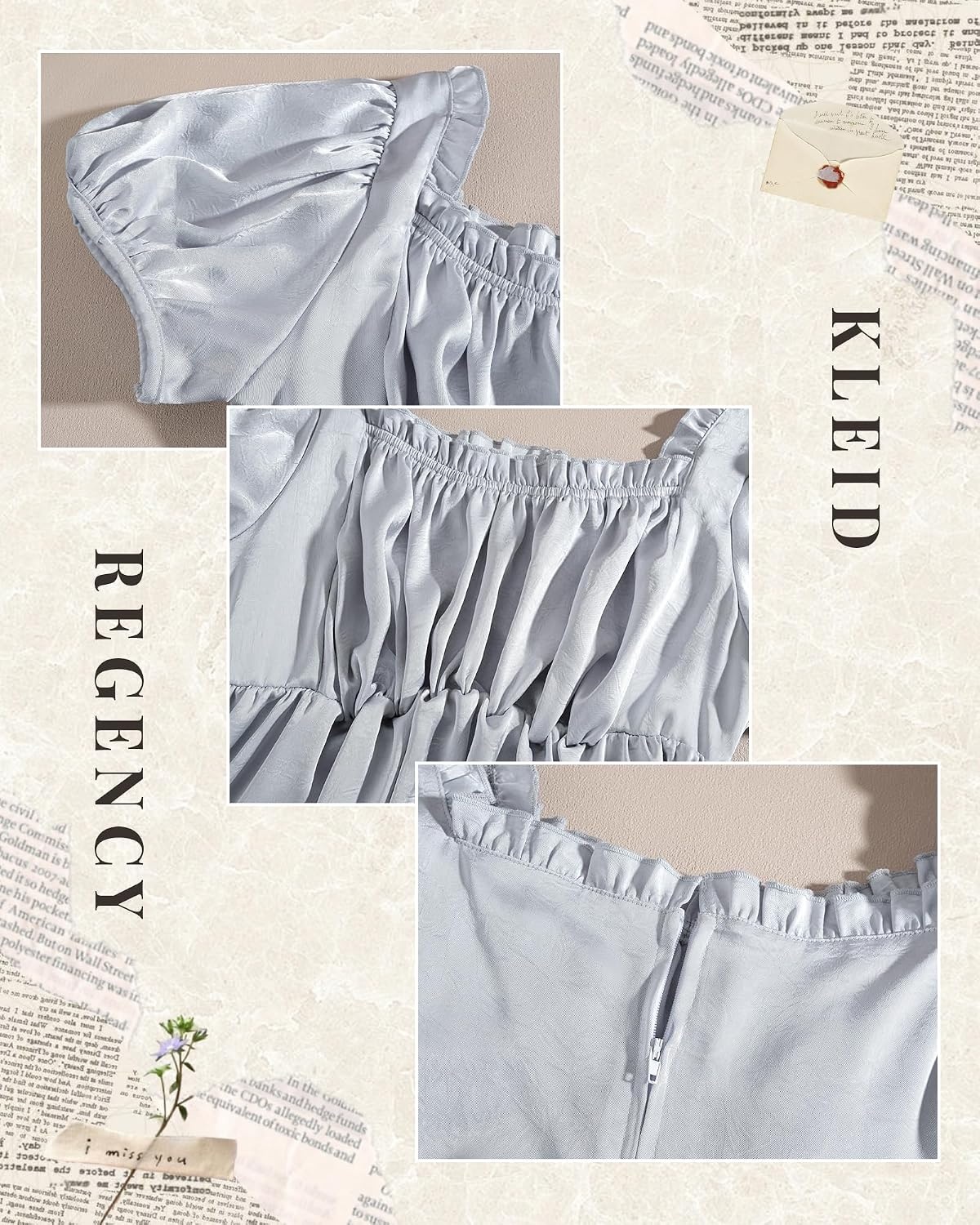 Regency jurk voor dames, Victoriaanse jurk, historische retro empire, avondjurk, lang, met wikkelriem en handschoenen, kostuum voor bal, carnaval, Halloween - Maat L