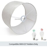 Linnen Trommelkap Lampenkap Wit Ø 30cm x H 20cm - 77% Korting