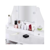 Houten kaptafel - met lade - spiegel - led - kruk - 147x80x40cm