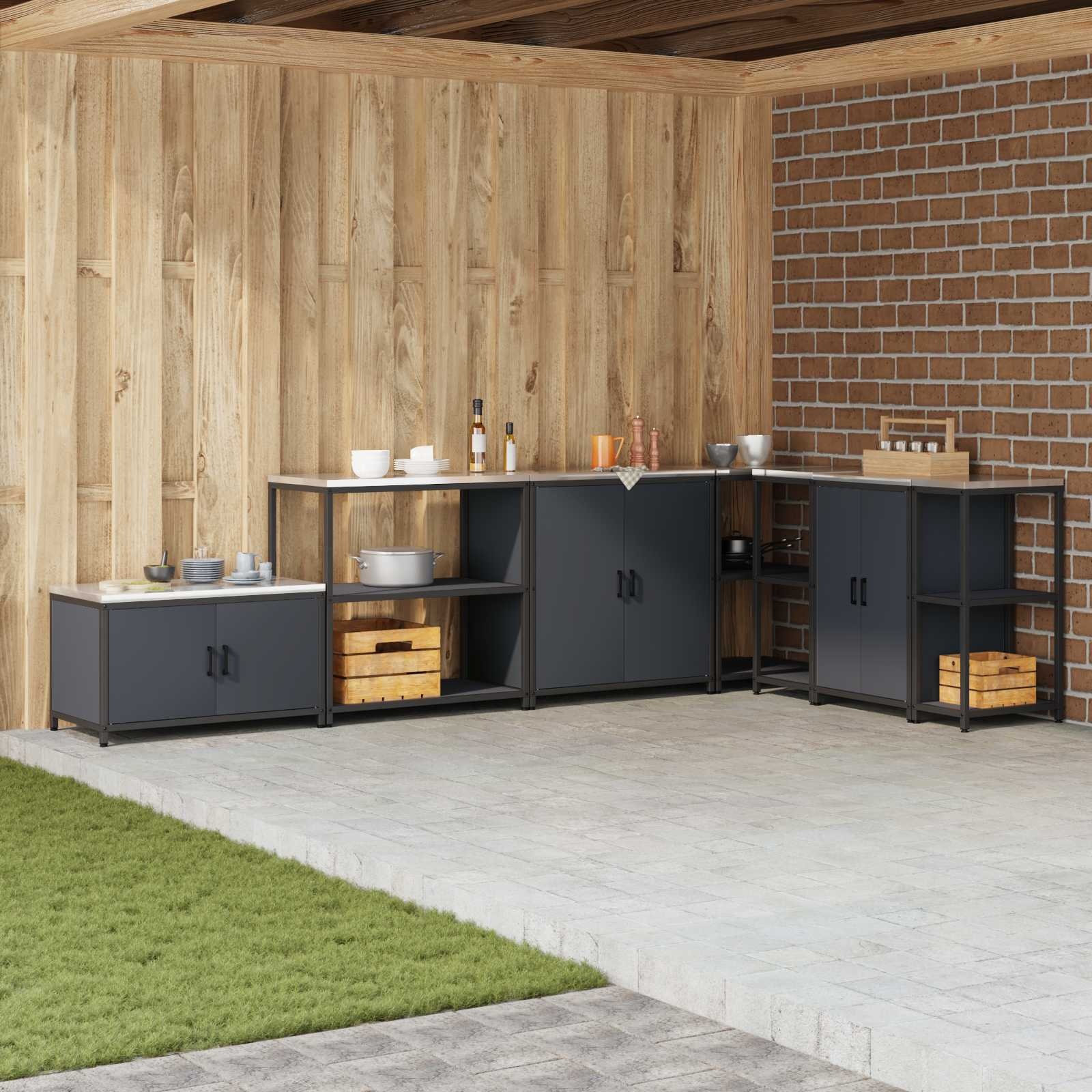 vidaXL Keukenplankeenheid HATTEM Antraciet 90x50x92 cm - 35% Korting!